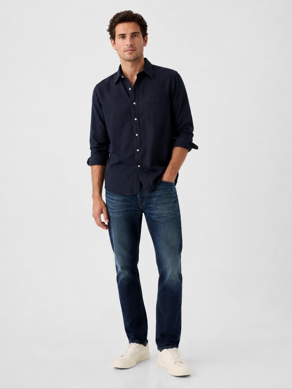 Gap Mens Classic Fit Dress Shirt Navy 100% Cotton